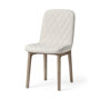 68317 - David Diamond Tuffed Cream Fabric Wrap Brown Wood Base Dining Chair 