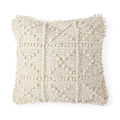68392 - Leroy 18x18 Cream Raised Pattern Detail Pillow Cover 