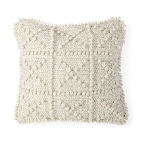 68392 - Leroy 18x18 Cream Raised Pattern Detail Pillow Cover 