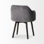 68320 - Ronald II Grey Velvet Wrap Black Wooden Base Dining Chair