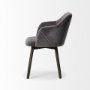 68320 - Ronald II Grey Velvet Wrap Black Wooden Base Dining Chair