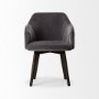 68320 - Ronald II Grey Velvet Wrap Black Wooden Base Dining Chair