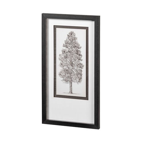 12910 - Pacific North West Tree Sketch III Melissa Wang Hand Embellished Framed Art Print Matted under Glass