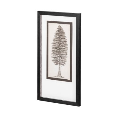 12911 - Pacific North West Tree Sketch II Melissa Wang Hand Embellished Framed Art Print Matted under Glass