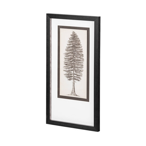 12911 - Pacific North West Tree Sketch II Melissa Wang Hand Embellished Framed Art Print Matted under Glass