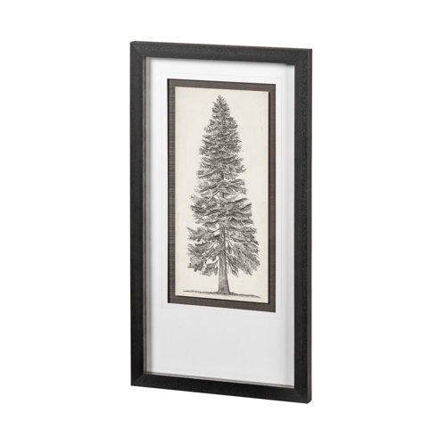 12912 - Pacific North West Tree Sketch I by Melissa Wang Hand Embellished Framed Art Print Matted under Glas