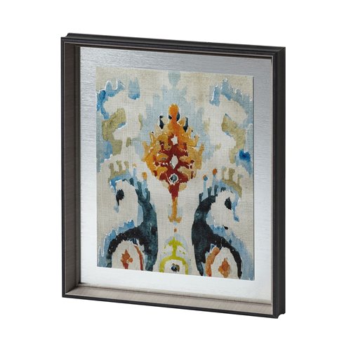 12920 - Bohemian Ikat V by Chariklia Zarris a Hand Embellished Textured Framed Art Print Matted under Glass