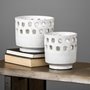 68097 - Larissa Set of Two White Ceramic Hollow Pattern Vases 