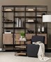 68219 - Trey III 20" x 26" Square Medium Brown Wooden Three-Tiered Black Iron Frame End/Side Table