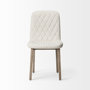 68317 - David Diamond Tuffed Cream Fabric Wrap Brown Wood Base Dining Chair 