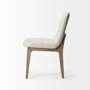 68317 - David Diamond Tuffed Cream Fabric Wrap Brown Wood Base Dining Chair 