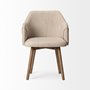 68319 - Ronald II Cream Fabric Wrap Brown Wooden Base Dining Chair