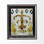 12918 - Bohemian Ikat III by Chariklia Zarris Hand Embellished Textured Framed Art Print Matted under Glass