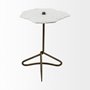 68247-AB - Pinera II 19L x 19W White Marble W/ Triangluar Gold Iron Base Accent Table 