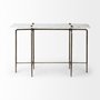 68245-AB - Pinera III 49L x 17W White Marble Top Gold-Toned Iron Base Console Table