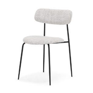 Casey Curved Back Dining Side Chair | Gray Fabric w/ Black Metal