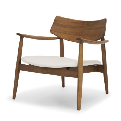 71015 - Haggen Medium Brown Oak Wood w/ Cream Fabric Accent Chair