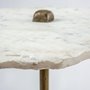 68247-AB - Pinera II 19L x 19W White Marble W/ Triangluar Gold Iron Base Accent Table 