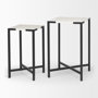 68240 - Lucas III (Set of 2) 15L x 15W; 12L x 12W White Marble W/Black Iron Frame Accent Tables