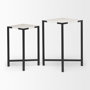 68240 - Lucas III (Set of 2) 15L x 15W; 12L x 12W White Marble W/Black Iron Frame Accent Tables