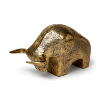 68409 - Tauro I 9L x 4W Gold Cast Aluminum Raging Bull