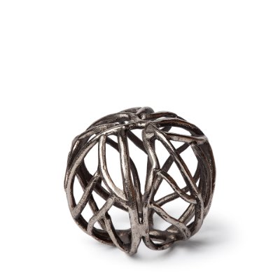 68411 - Sphaira I Small 5L x 5W Silver Cast Aluminum Decorative Tree Branch Orb