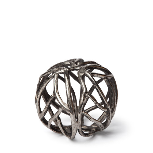 68411 - Sphaira I Small 5L x 5W Silver Cast Aluminum Decorative Tree Branch Orb