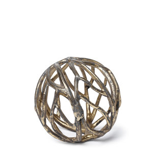 Sphaira Noir I Small 5L x 5W Gold Cast Aluminum Decorative Tree Branch Orb