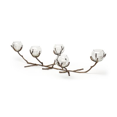 68416 - Vine II Distressed Gold Metal Creeper Five Candle Table Candle Holder
