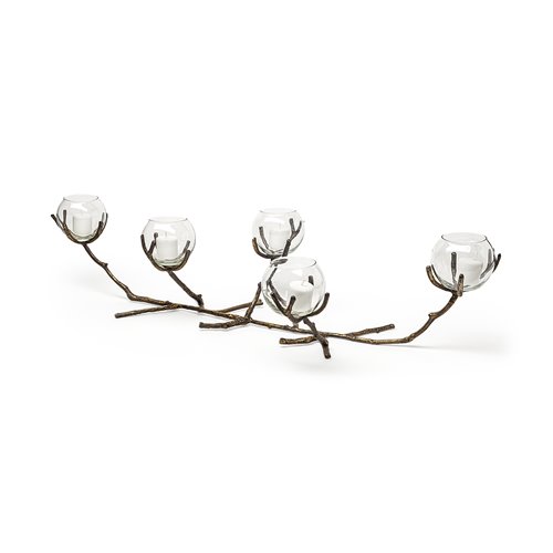 68416 - Vine II Distressed Gold Metal Creeper Five Candle Table Candle Holder