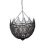 68424 - Liam I 32x30 Black Wooden Bead Bowl-Style Four Bulb Chandelier 