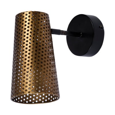 68426 - Wesley I 11x10.2 Gold Toned Perforated Metal Cone Wall Sconce 