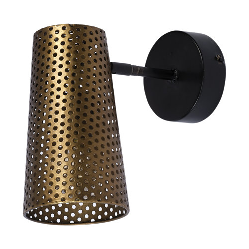 68426 - Wesley I 11x10.2 Gold Toned Perforated Metal Cone Wall Sconce 