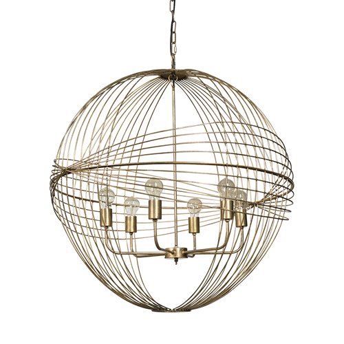 68430 - Chiron II 36L x 36W x 38H Gold Metal Globe Six Bulb Chandelier 