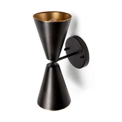 68433 - Eris II 7.3x12.6 Black Metal w/Gold Accent Double-Cone Wall Sconce 