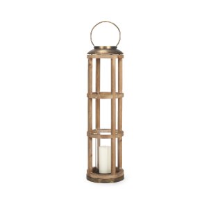 Andy I Large Natural Wood Cylindrical Lantern 