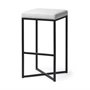 68445 - Frodo 29.75H Seat Height White Fabric Seat Black Metal Base Stool