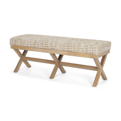 68459 - Solis II 50L x 16W Brown Base Beige Woven Leather Cushion Accent Bench