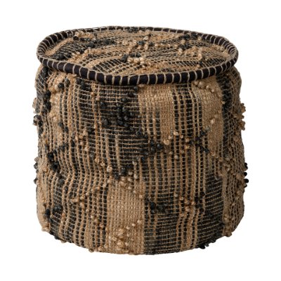 68467 - Riley Tan Jute Popcorn Stich Cylindrical Pouf