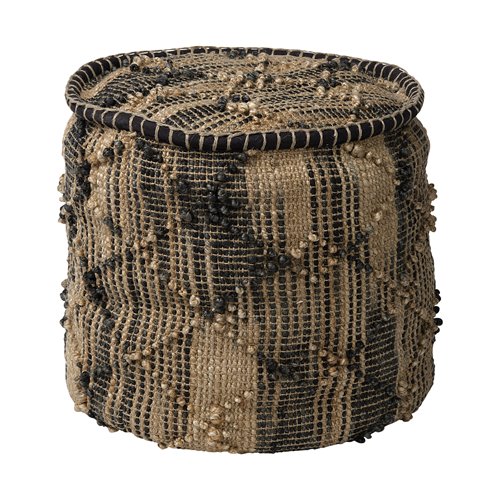 68467 - Riley Tan Jute Popcorn Stich Cylindrical Pouf