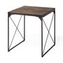 68471 - Trestman II 24" x 22.5" Square Top Medium Brown Wood and Iron Cross Braced End/Side Table 