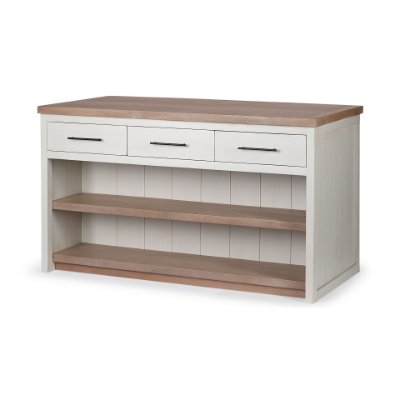 68479 - Fairview II White and Brown Two-Tone Stain Solid Wood Kitchen Island