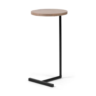 68486 - Ballatine 15L x 15W x 27H Brown Wood Round Top w/ Black Metal Base Accent Table