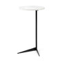 68487 - Ballatine II 15L x 15W x 27L White Marble Round Top White w/ Black Metal Base Accent Table