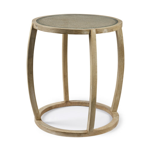 68502 - Hubbard I 22L x 22W Light Brown Wood Round Top W/Glass Accent Table 