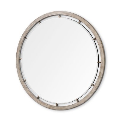 68531 - Sonance 54" Round Brown Wood Frame Mirror