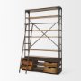 50031-AB - Brodie II Medium Brown Wood Black Ladder Four Shelf Shelving Unit 57L x 20.5W x94H