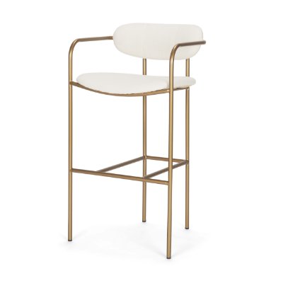 68564 - Parker 30" Seat Height Cream Fabric Seat Gold Metal Bar Stool