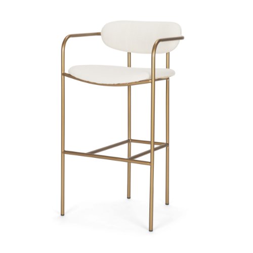 68564 - Parker 30" Seat Height Cream Fabric Seat Gold Metal Bar Stool