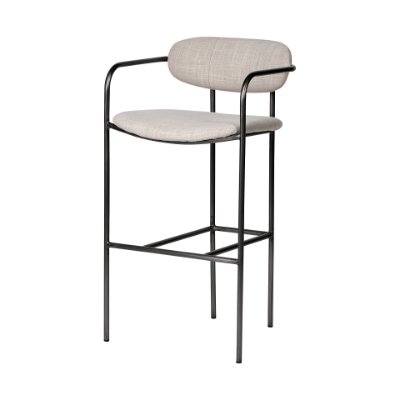 68563 - Parker 30" Seat Height Beige Fabric Seat Gun Metal Grey Metal Bar Stool